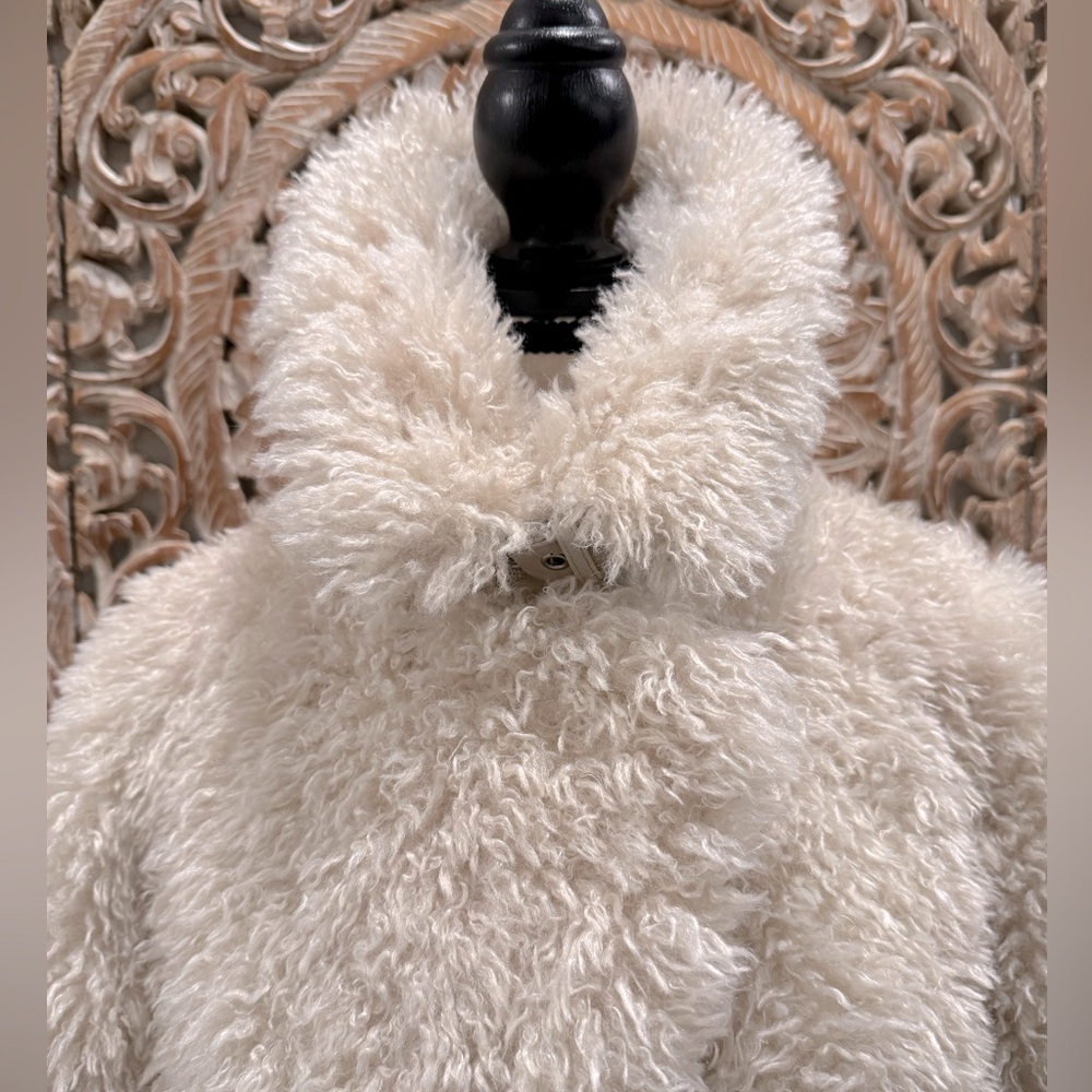 Badgley Mischka Cream Teddy Long Coat - Picture 10 of 15